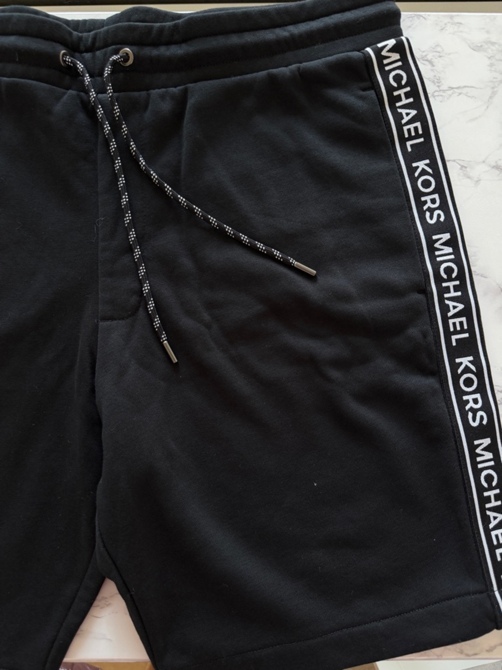 Michael Kors Black Athletic Drawstring Shorts with Logo Trim L - Picture 3 of 8